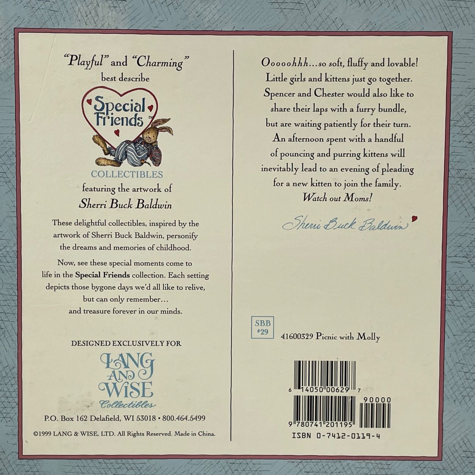 LANG&WISE社 Sherri Buck Baldwin Picnic with Molly FIRST EDITION 