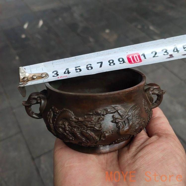 銅器 香炉 龍鳳象耳香炉 仏堂香炉挿し香炉 香道具 装飾品 工芸品