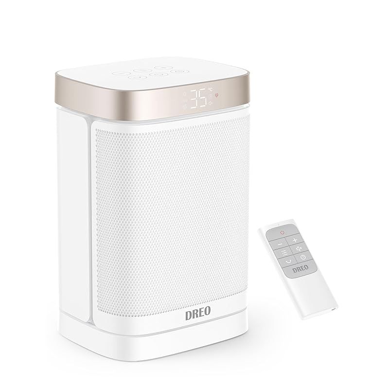 DREO セラミックヒーター 小型 暖房器具 軽量コンパクト 冷暖兼用 電気ファンヒーター 省エネ 転倒オフ 過熱保護 70°首振り 12Hタイマー 1200~700W~15.5?|ECO節電|5°~35°温度自動調節 5モード 足元 手元 脱衣 1