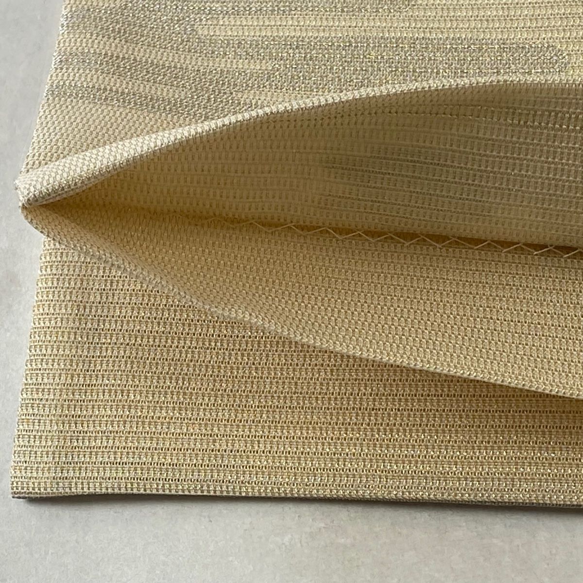 袋帯 美品 逸品 夏帯 絽 貝殻 霞 金銀糸 刺繍 ベージュ 六通