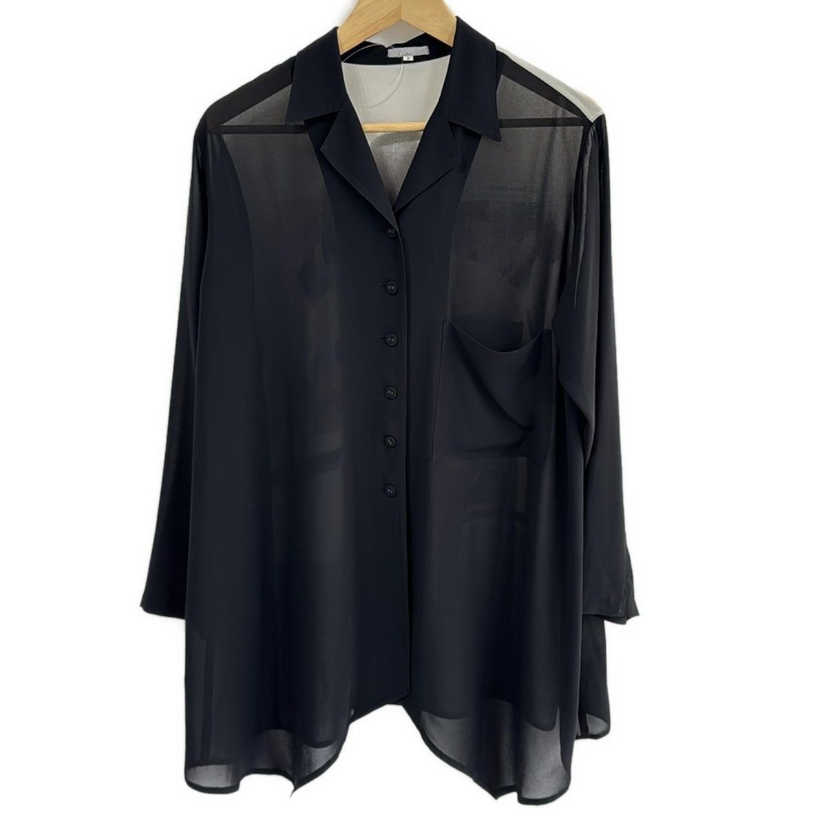 TOKUKO 1er VOL トクコ プルミエヴォル 長袖シャツブラウス サイズ9 M レディース - 黒×アイボリー×グレー ロング丈|シースルー