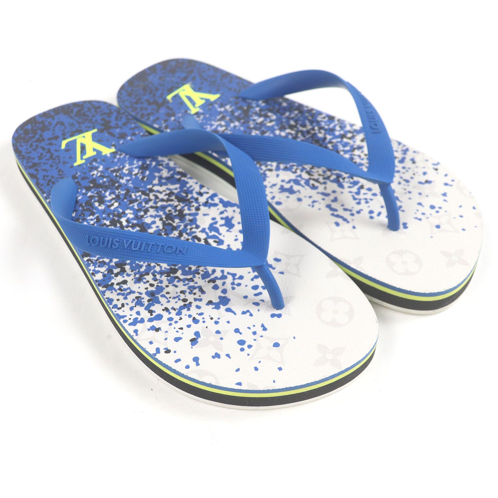 LOUIS VUITTON ルイヴィトン モリトールライン ラバー モノグラム LVロゴ トングサンダル ビーチサンダル ブルー 8 イタリア製 メンズ