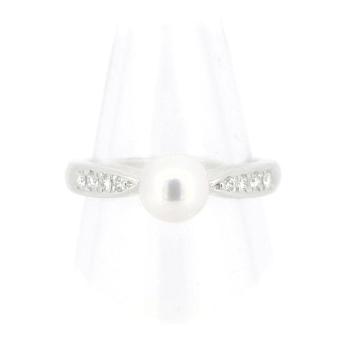 012【ミキモト】K18 パール　約6.3mm ダイヤモンド　リング　約9号 Aランク】ミキモト MIKIMOTO あこや真珠 リング K18イエロー