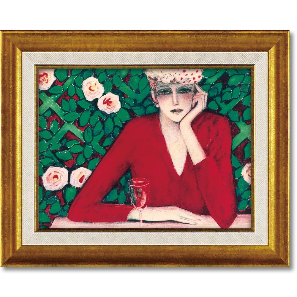 Painting Cassignole “Wine Glass” Framed Female Picture Portrait Art Frame Living Room Entrance Room Decor Present Gift Celebration Wall Decor Framed Landscape with Women Elegant Flower Small Size Stylish Wall Hanging Picture