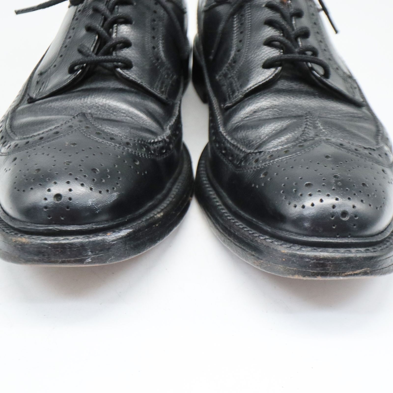 80s USA製 FLOSHEIM IMPERIAL フローシャイム インペリアル kenmoor ロングウイングチップ 本革 レザーシューズ 靴  ブラック ( メンズ 10 B ≒ 28.0cm ) 中古 古着 4/ ka270