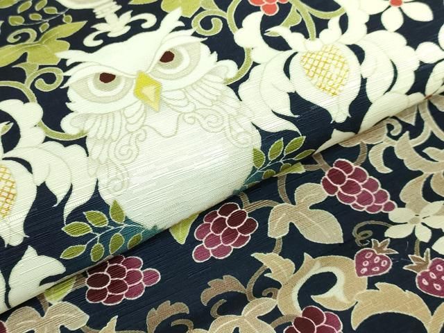 平和屋本店□極上 太鼓柄 京袋帯 フクロウ どんぐり 遊禅庵 逸品