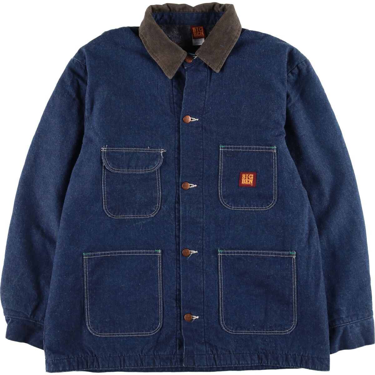 古着 濃紺 80年代 ビッグベン BIGBEN バットダイ デニムカバーオール USA製 メンズL相当 ヴィンテージ/eaa581582
