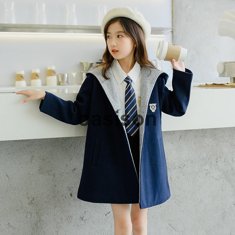 キッズ 女の子 子供コート 冬服 スクールコート 学生 通学 おしゃれ ジュニア チェスターコート ロング丈 中綿 フード付き 厚手 ダッフルコート 防寒 あったか