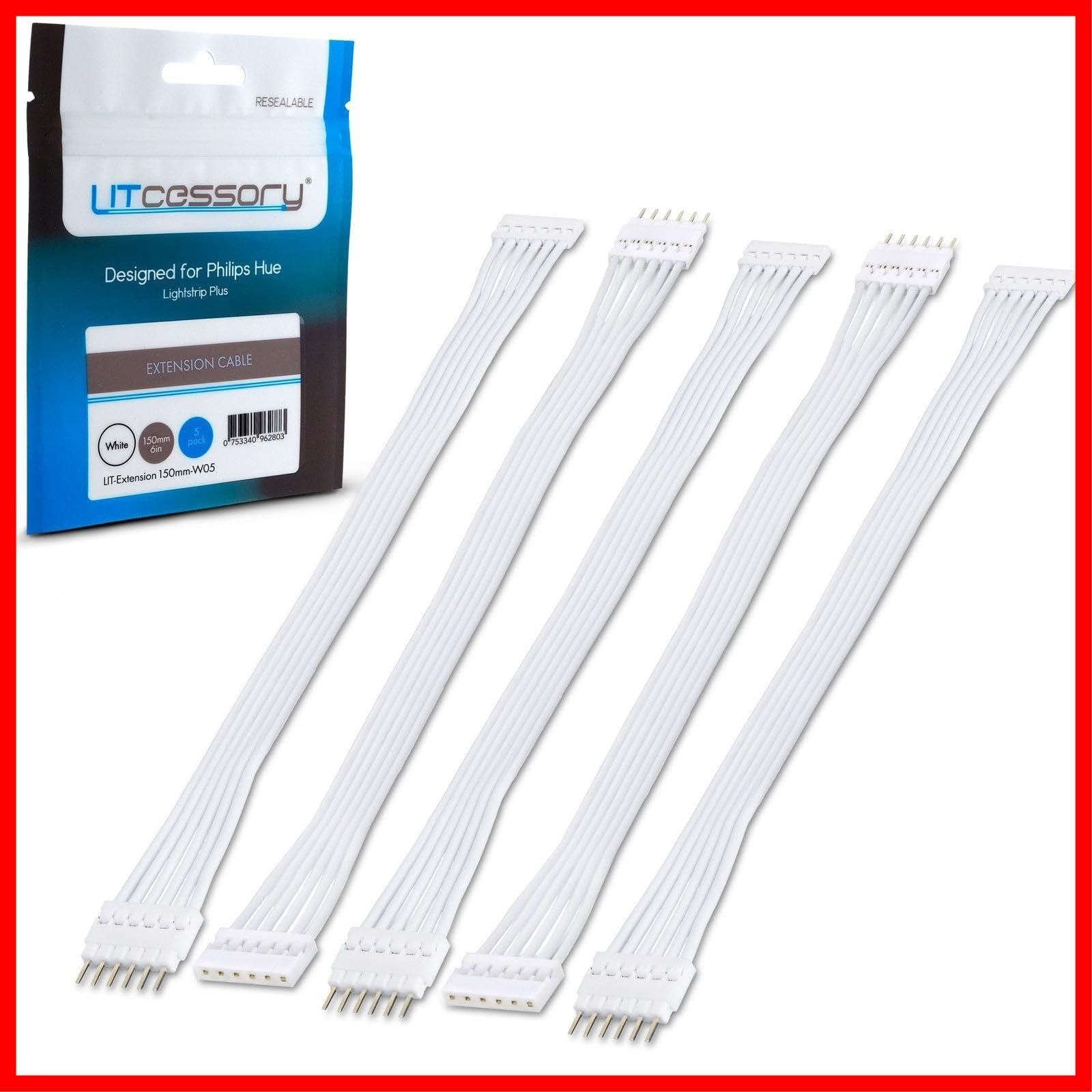 【在庫セール】(150mm、 5 Plus アイテム、 Lightstrip 白 Hue - Philips 標準 為に 6 延長ケーブル ピン Litcessory V3)