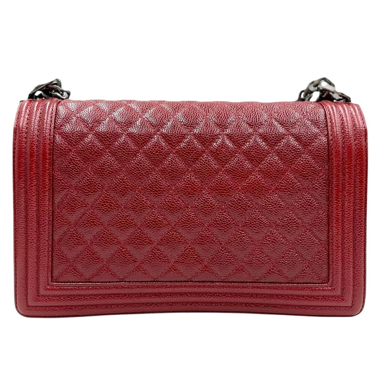 【匿名配送】CHANEL✨シャネル✨ボーイシャネル赤✨キャビアスキン✨美品✨ シャネル ボーイシャネル キャビアスキン マトラッセ ディープ