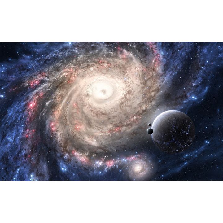 絵画風 壁紙ポスター (はがせるシール式) 銀河 ギャラクシー スター 宇宙 惑星 天体 神秘 癒し パワー キャラクロ SPC-005W1 (ワイド版 921mm×576mm) ＜日本製＞ ウォールステッカー お風呂ポスター