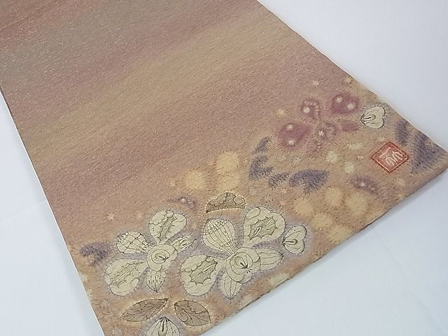 二代目・久保田一竹 辻ヶ花 袋帯 落款入 金通し ぼかし染 正絹 お太鼓柄 平和屋□最高級 初代 久保田一竹 幻の辻が花 太鼓柄袋帯 宴