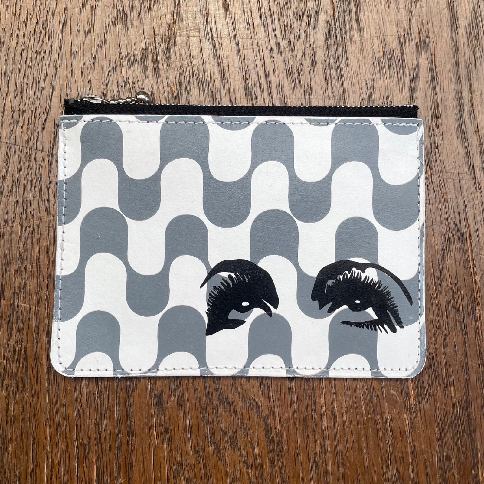 ファブシック オリジナル レザーウォレット ビッグアイ ホワイト モッズ 昭和 レトロ サイケデリック 財布 コインケース 小銭入れ