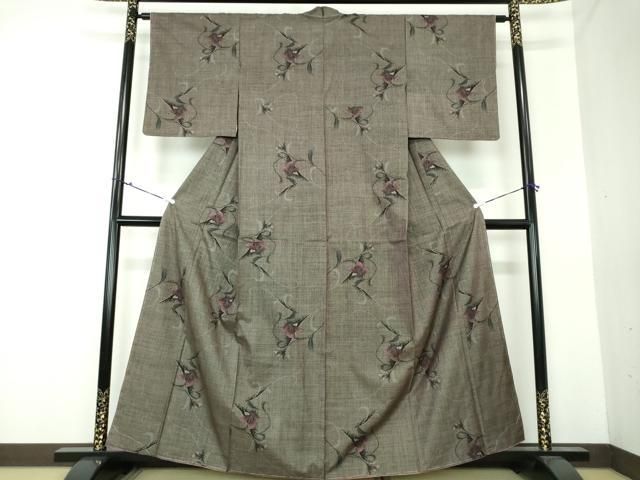 平和屋着物○本場大島紬 7マルキ 草花文 正絹 逸品 CAAT7186vf