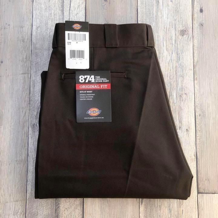 新品・送料無料】33×30 ダークブラウン ディッキーズ 874 ワークパンツ