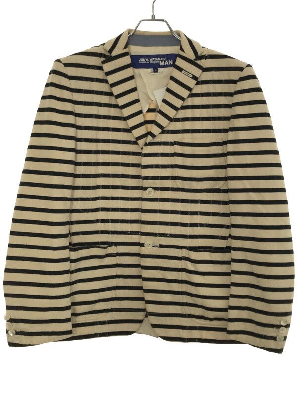 JUNYA WATANABE COMME des GARCONS MAN ジュンヤワタナベ コムデギャルソンマン サークルステッチボーダーテーラードジャケット アイボリー S WG-J006