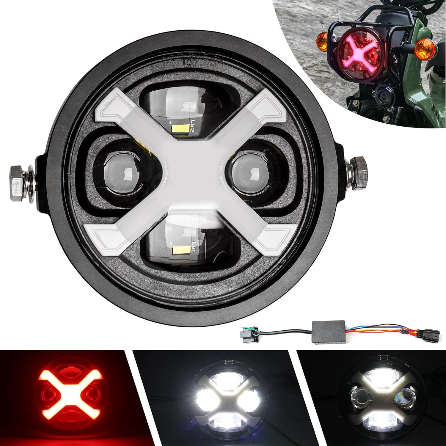 クロスカブ110用 ヘッドライトDRL 付き led バイクヘッドライト ハイビームとロービームの切り替え ホンダ クロスカブCC110 対応 ...