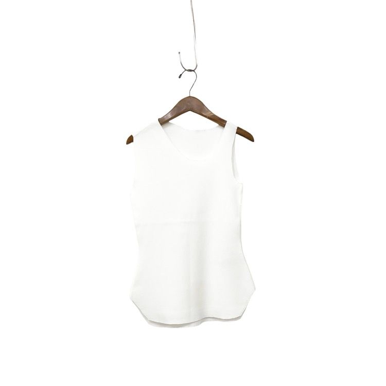 ♥ 2025SS Mame Kurogouchi マメクロゴウチ Asymmetric Neck Knitted Sleeveless Top アシンメトリーリブニットトップス MM25SS-KN090