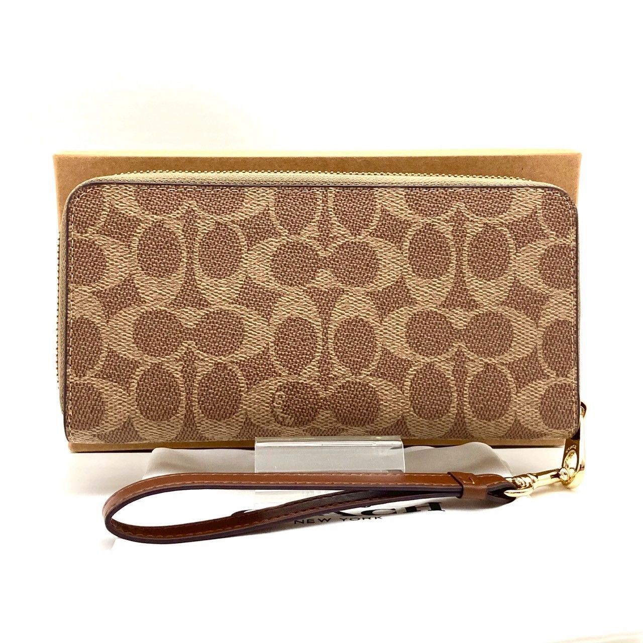 コーチ 長財布 ロングウォレット レザー ベージュ ネイビー 未使用 70924 コーチ 長財布 ロングウォレット レザー ベージュ ネイビー 未使用