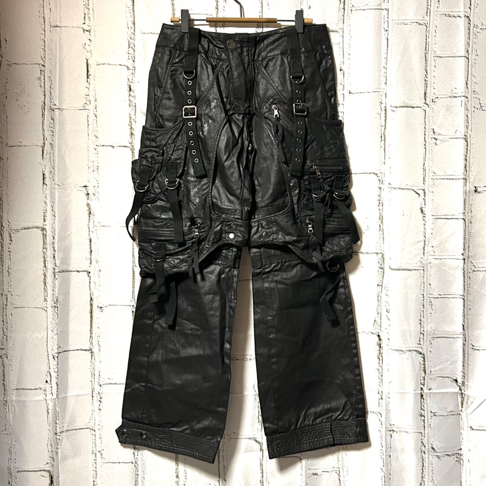 タグ付き 未着用 BUFFALO BOBS バッファローボブズ Archive アーカイブ ガスマスク カーゴパンツ パラシュートパンツ 黒 ブラック サイズ1 Sサイズ相当 メンズ Y2K ストリート ビジュアル系 ホスト ギャル男