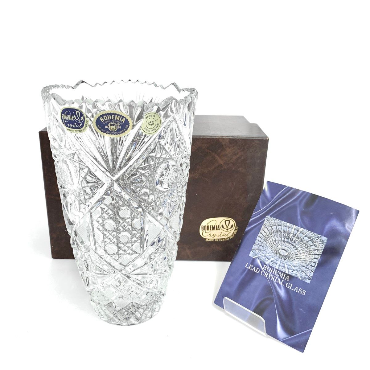 BOHEMIA ボヘミア フラワーベース 高さ22㎝ 箱付 クリア カッティング