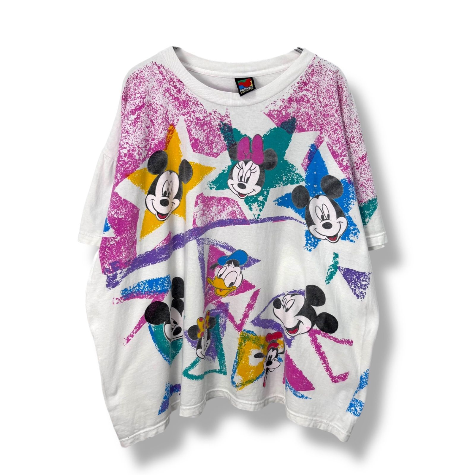 90s MICKEY UNLIMITED Disney Multi Print T-Shirt 90年代 ディズニー 