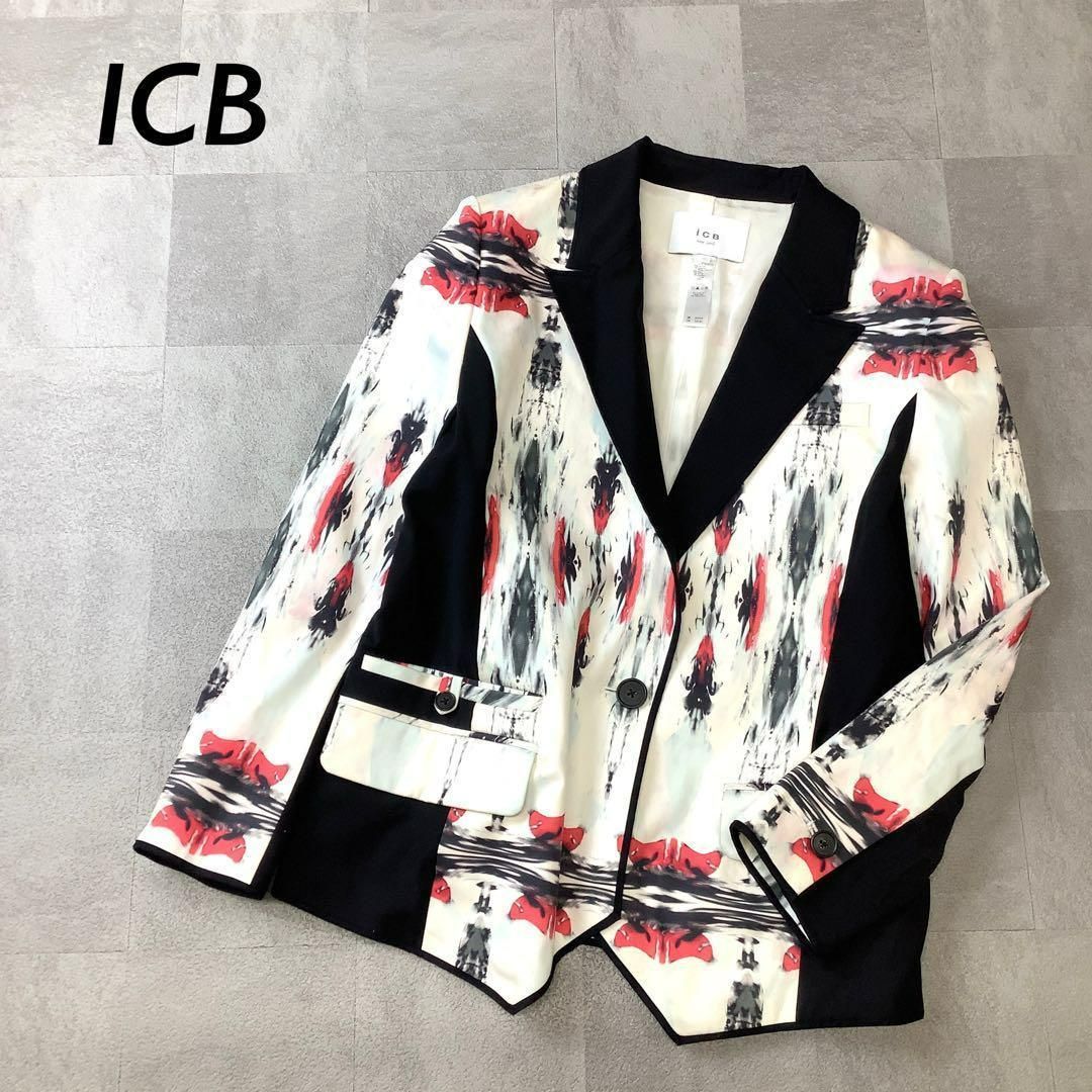ICB アイシービー 総柄 デザイン テーラード ジャケット