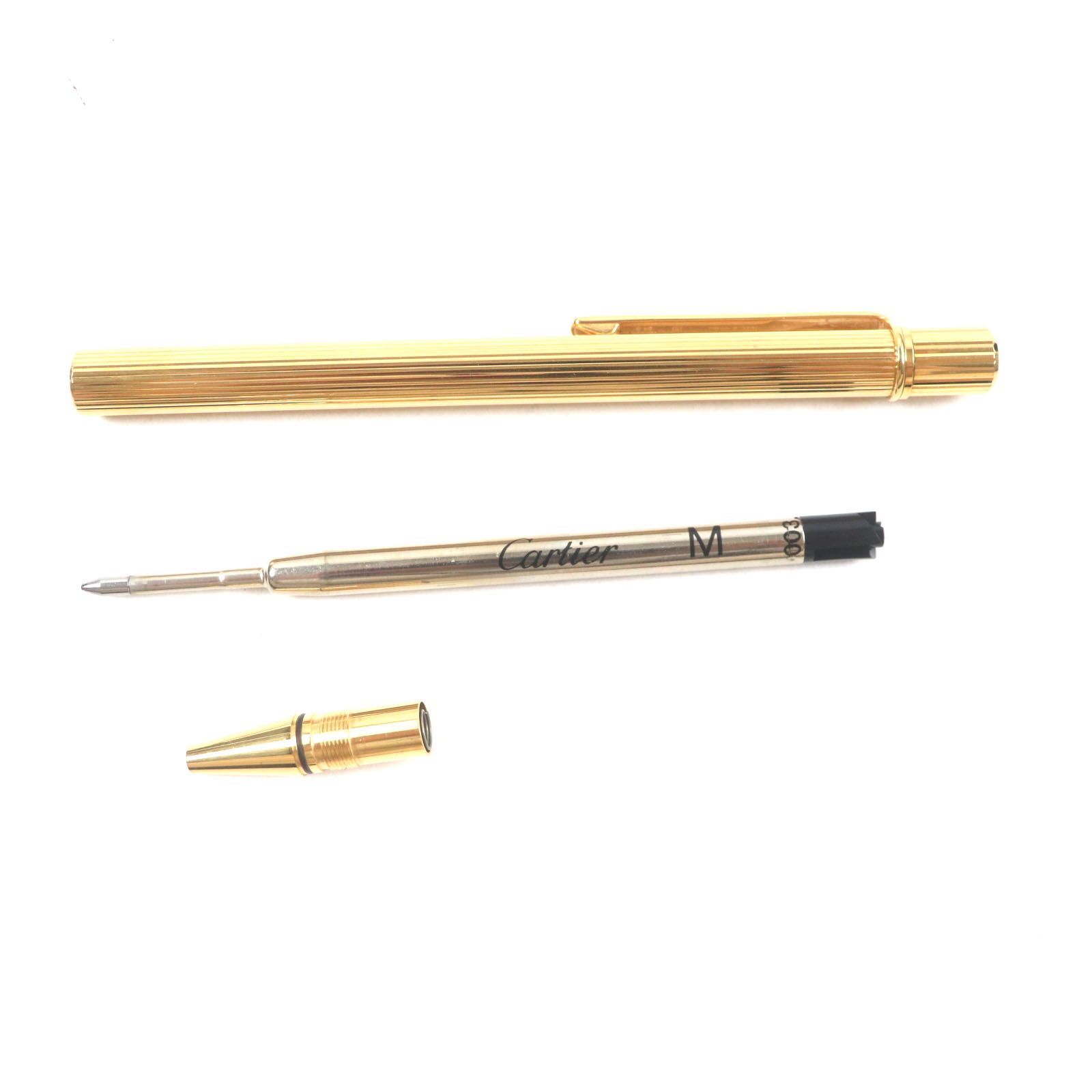 must de Cartier カルティエ ボールペン ゴールドカラー ツイスト 美品▽Cartier カルティエ マスト ドゥ カルティエ ストライプ柄