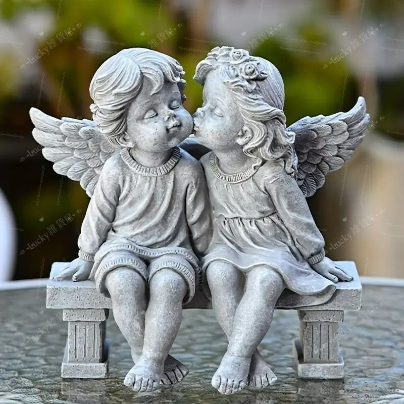 天使...？ ガーデンオーナメント 天使 アンティーク調 ライト 付き おしゃれ