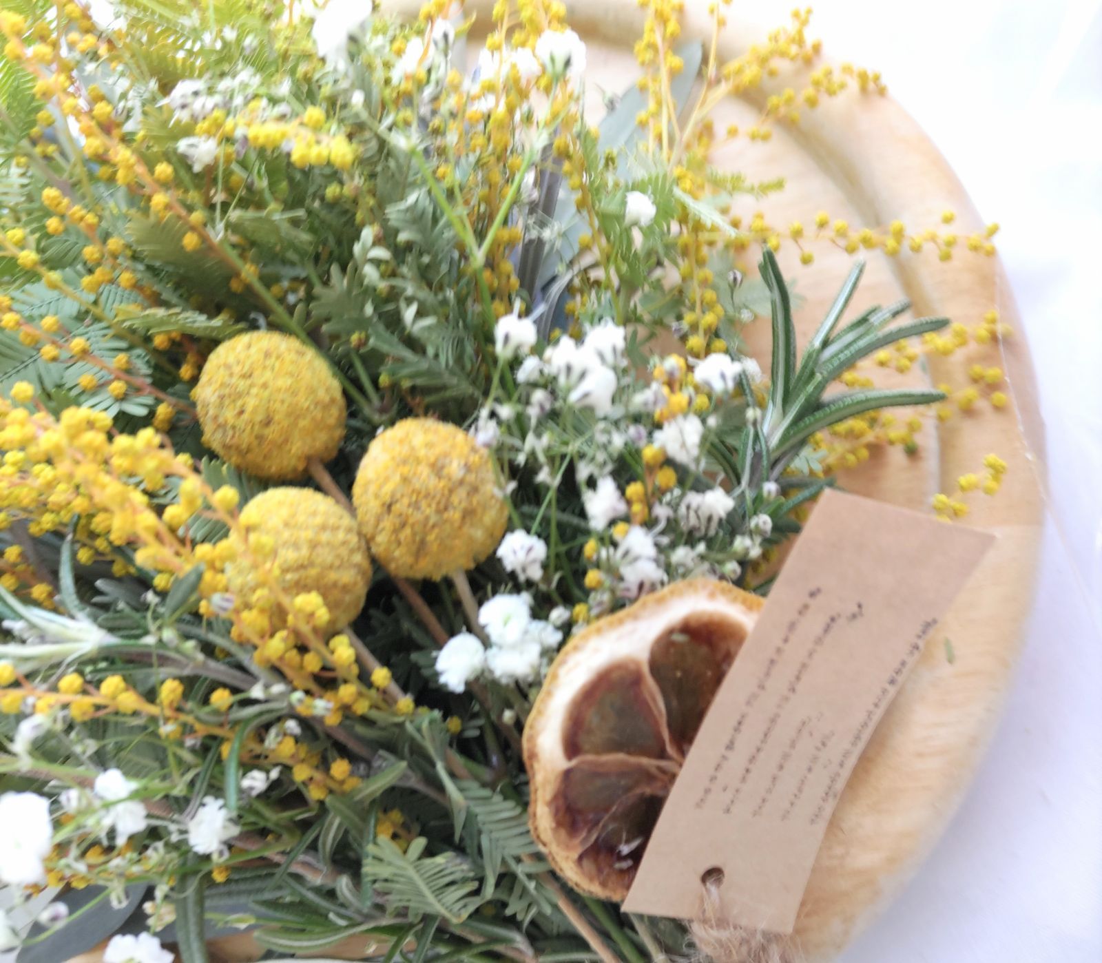 ミモザスワッグ 春待ちミモザ ドライフラワースワッグ ブーケ