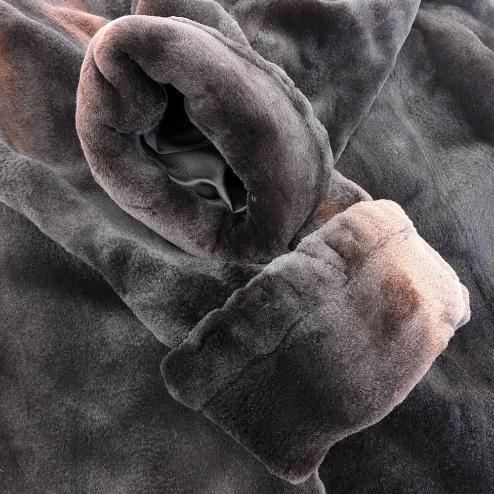 最高級 毛皮ロングコート Guy Laroche 深みのあるブラウンの艶