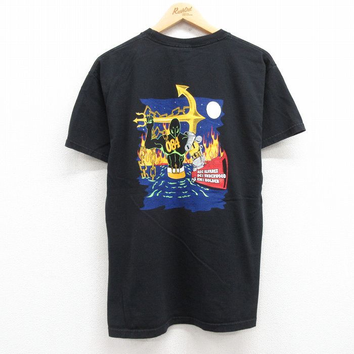 L/古着 ジャージーズ 半袖 ビンテージ Tシャツ メンズ 00s ミリタリー USネイビー イカリ コットン クルーネック 黒 ブラック 24may25 中古