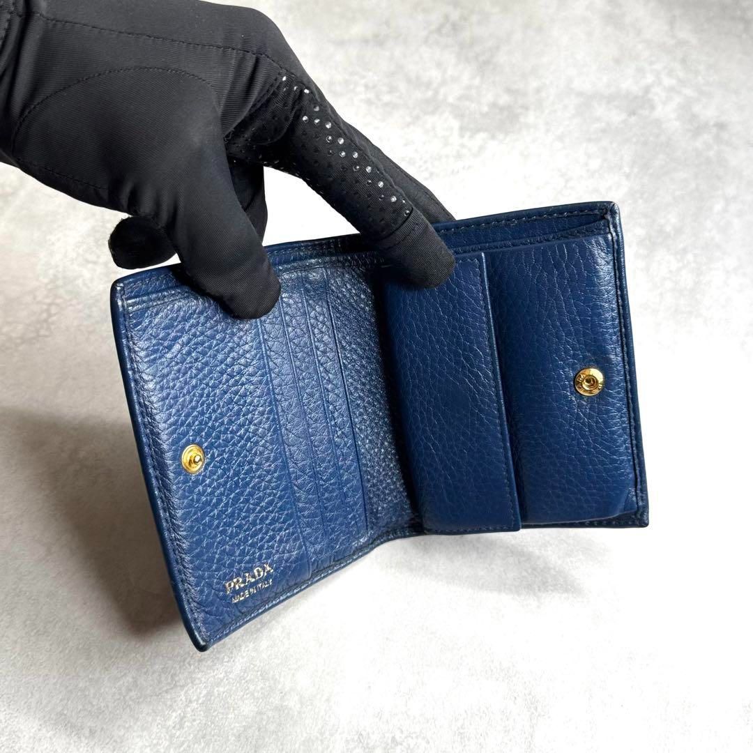 PRADA マネークリップ ヴィッテログレイン ネイビー ギャランティ付 PRADA マネークリップ ヴィッテログレイン ネイビー ギャランティ付
