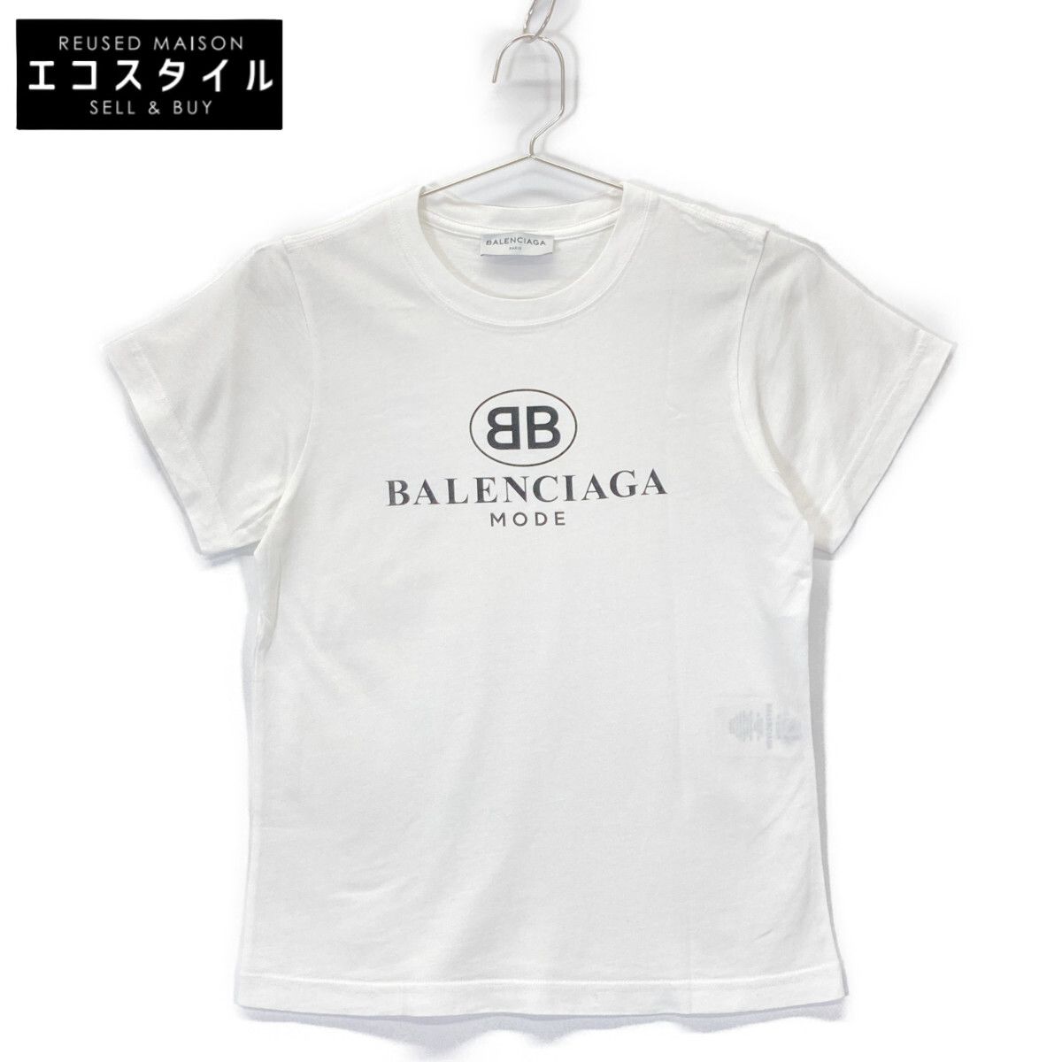 BALENCIAGA バレンシアガ 504156 白 ロゴ Tシャツ XS