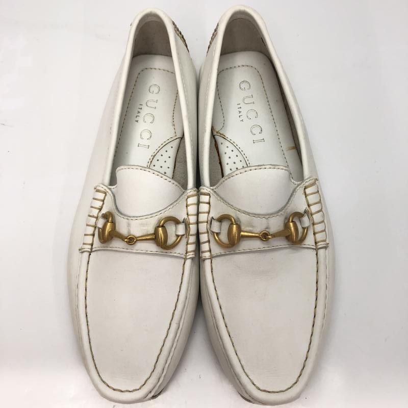 GUCCI ホースビット レザーローファー サイズ10 M 約29㎝ 1101344 白 グッチ 91