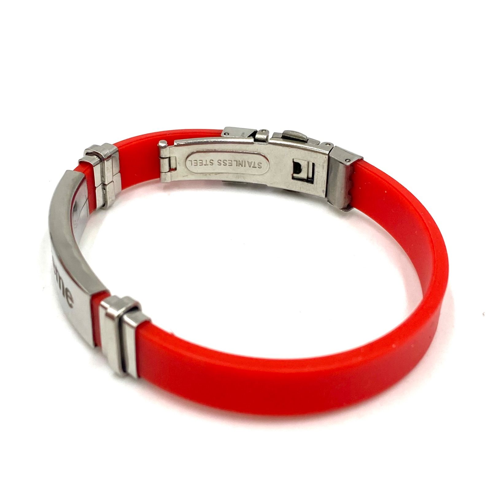 美品 SUPREME シュプリーム ブレスレット バングル ラバー レッド