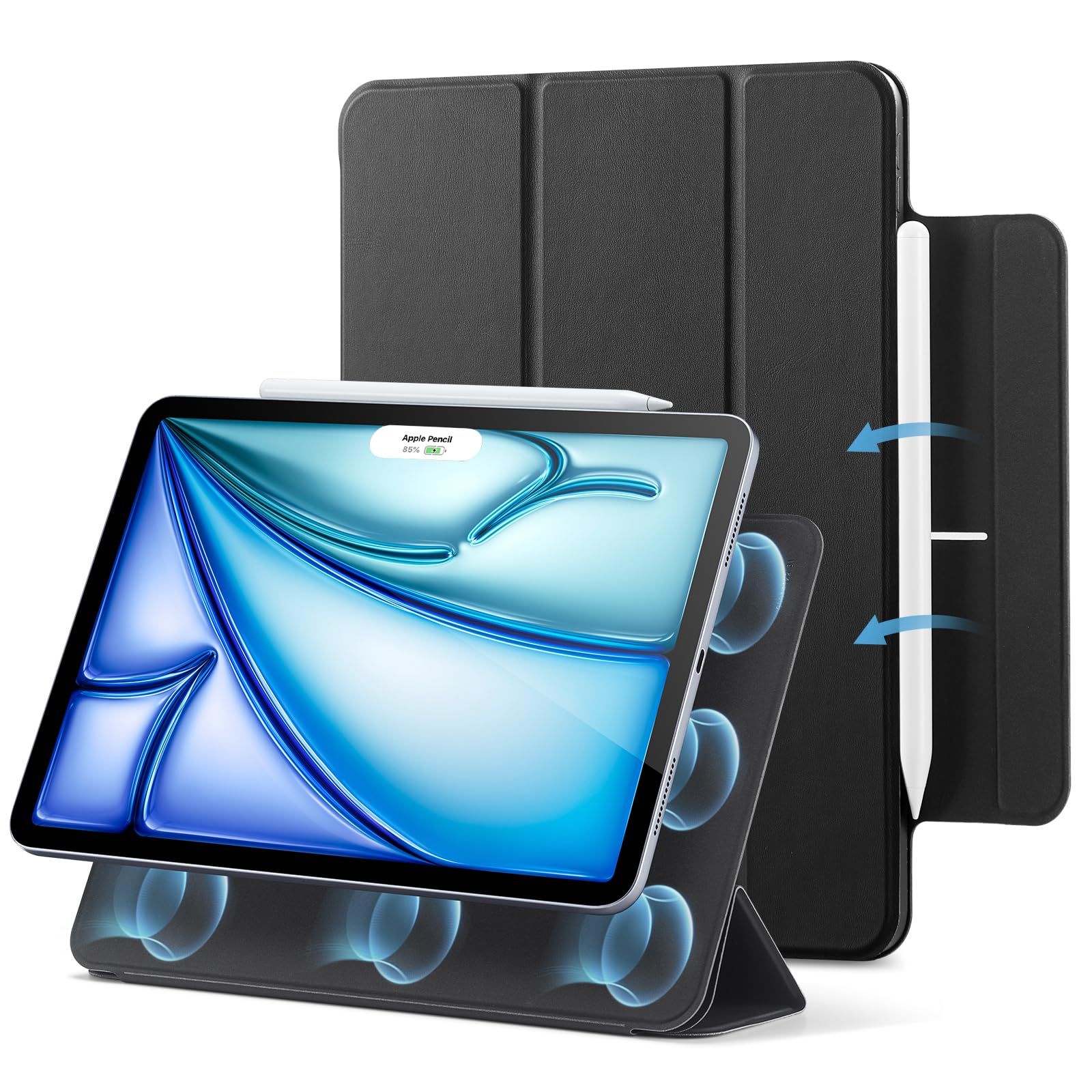 【新着商品】ESR iPad Air 11インチ ケース M2 (2024、第6世代)、iPad Air 第5/4世代 ケース(2022/2020)、iPad Pro 11 ケース(2018)専用 強力マグネット吸着式 スリムな三つ折りスタンドケース Penc