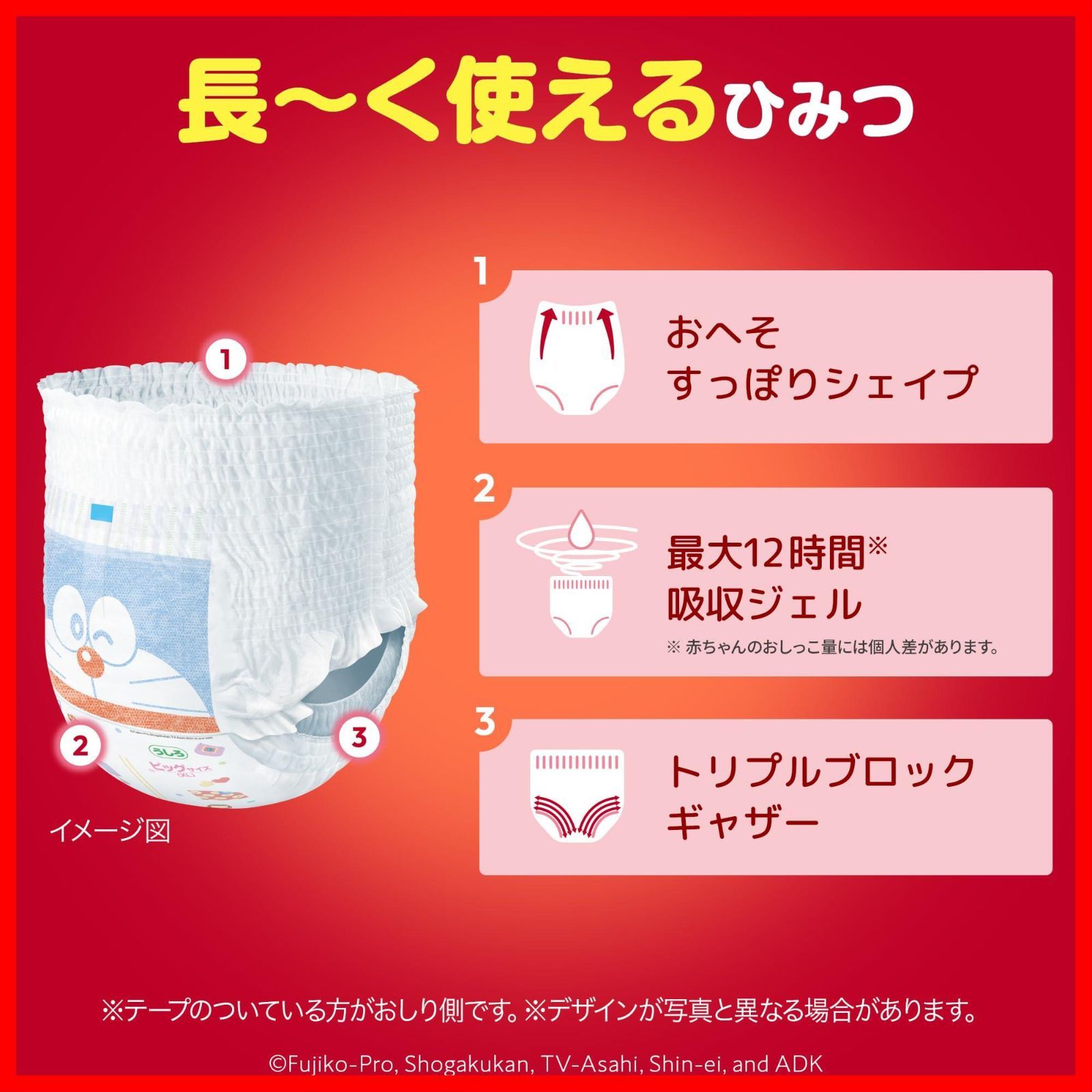 即日発送】(12~22kg)136枚(34枚×4) オムツ ドラえもん [ケース品] ビッグ