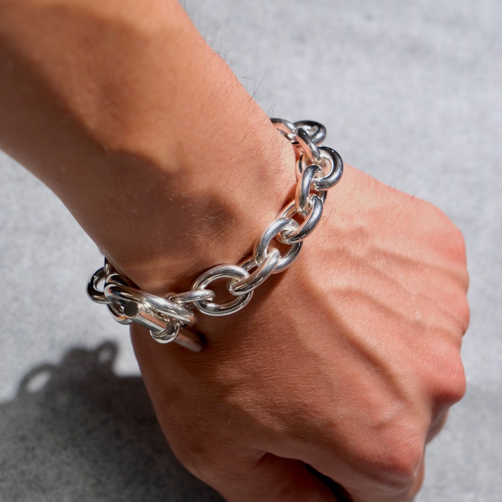 シルバー925製 ラウンドチェーンブレスレット Large サイズ