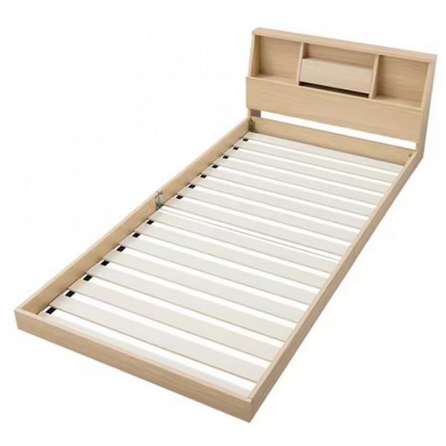 アイリスオーヤマ フロアベッド シングル FBF-S ナチュラル ローベッド 2口コンセント すのこ 宮付き