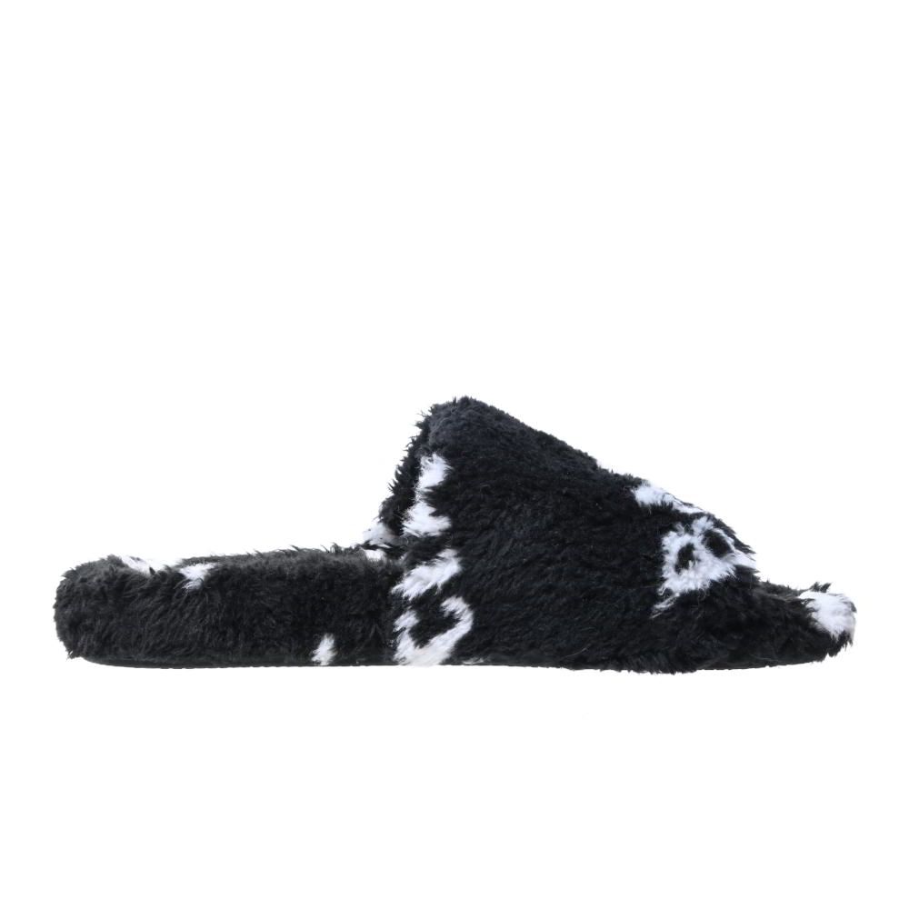 【BALENCIAGA】FURRY SLIDE サンダル ALLOVER LOGO BALENCIAGA Furry logo-embroidered faux shearling slides