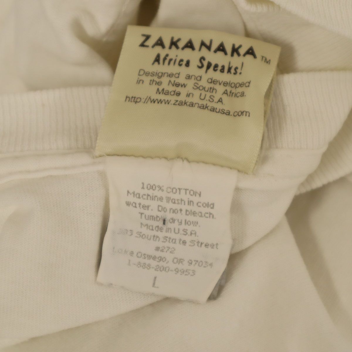 ZAKANAKA 90s USA製 オールド チーター 半袖 Tシャツ L ホワイト 