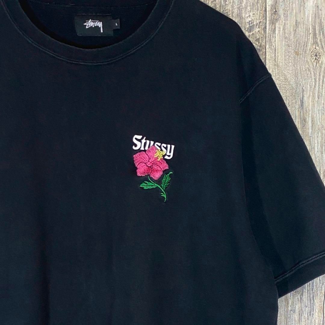 STUSSY stussy ステューシー 両面 刺繍 スウェット 半袖 Tシャツ TEE L 
