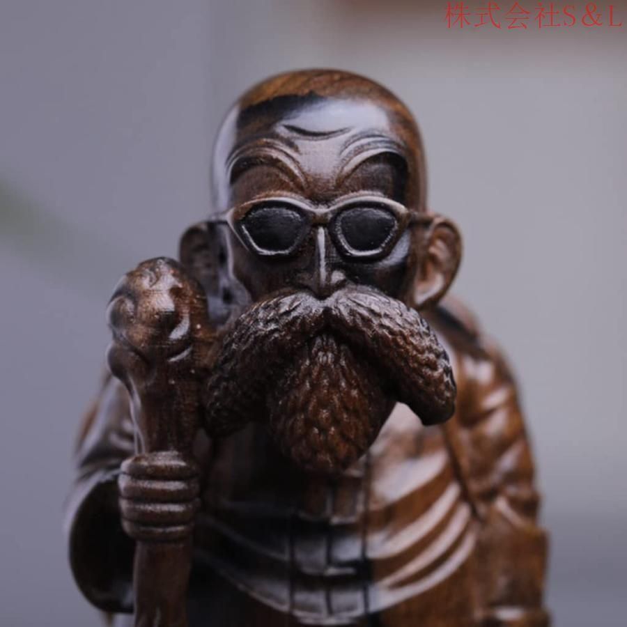 木彫り 置物 木製 彫刻 【亀仙人】天然木材 フィギュア