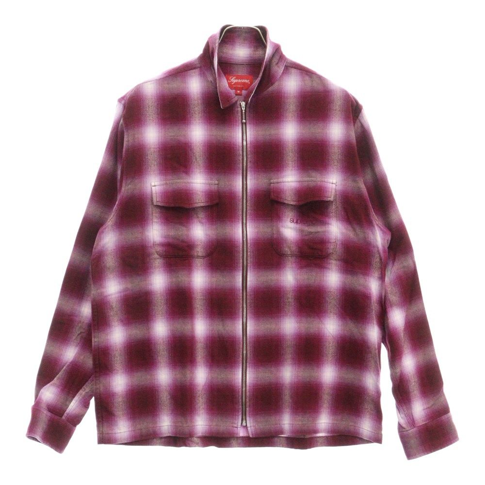 SUPREME (シュプリーム) 22AW Shadow Plaid Flannel Zip Up Shirt シャドウ ジップアップ ネルシャツ 長袖チェックシャツ レッド