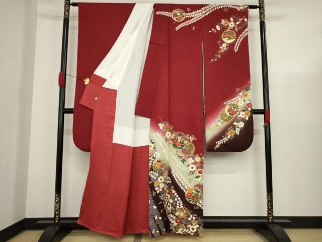 平和屋着物▽豪華振袖 雪輪花文 暈し染 金銀彩 正絹 逸品