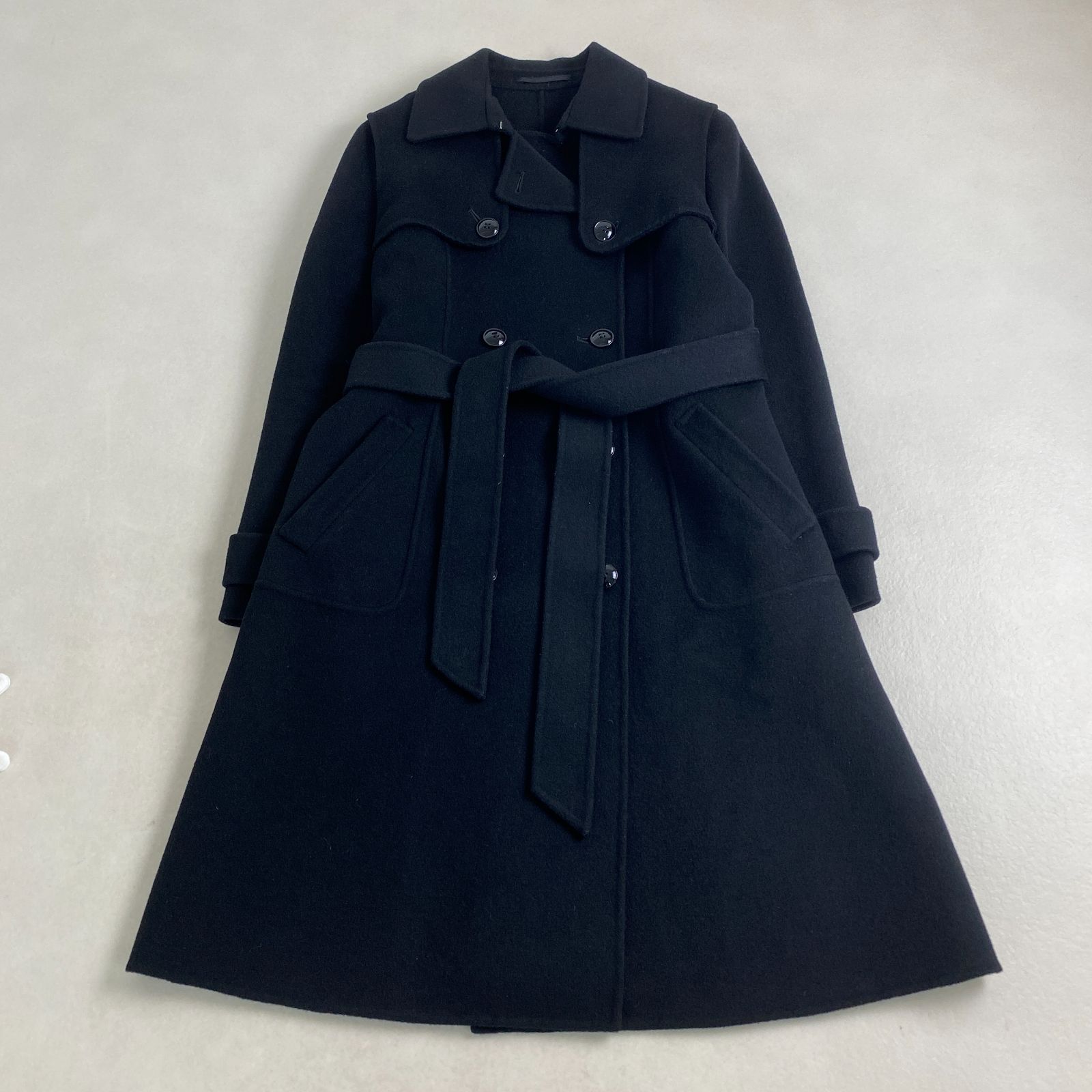 MANOUQUA ロングコート マノーク カシミヤウール ロングトレンチ 