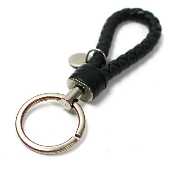 ボッテガヴェネタ イントレチャート キーリング ブラック 中古 AB