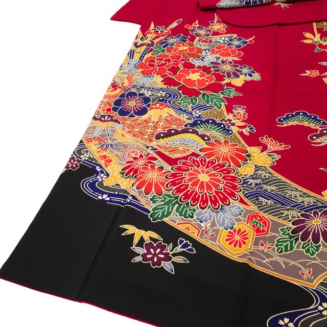 中古】 振袖 リサイクル 着物 正絹 成人式 フォーマル 京紅型