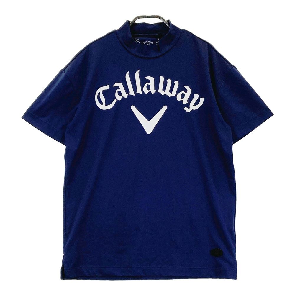 サイズ：M CALLAWAY キャロウェイ 2024年モデル ハイネック 半袖Tシャツ  ネイビー系 [240101494578] ゴルフウェア メンズ ストスト サイズ：M CALLAWAY キャロウェイ ハイネック 半袖Tシャツ